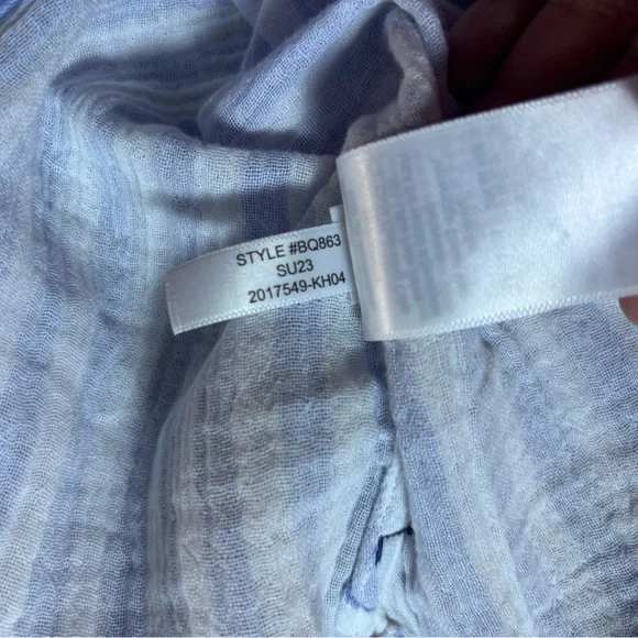 J.CREW Classic Fit Soft Gauze Shirt In Blue Stripe Size 0 - Picture 7 of 8